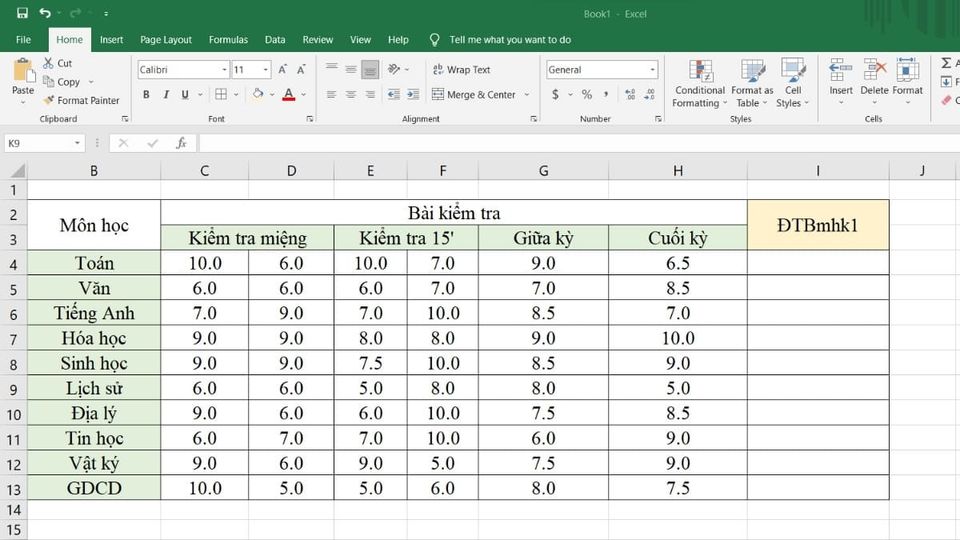 Cách tính điểm khoảng môn vày Excel 