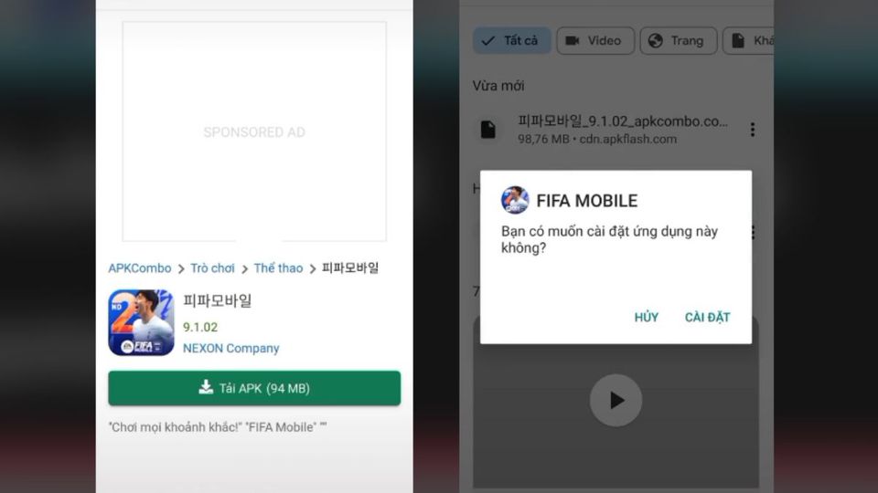 Cách vận tải Fifa Mobile Nexon - FIFA Mobile Nước Hàn apk bên trên Android bước 3