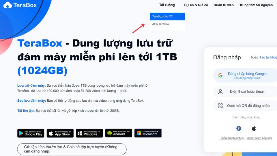 Tải TeraBox: Ứng dụng lưu trữ đám mây trên iOS, Android, PC
