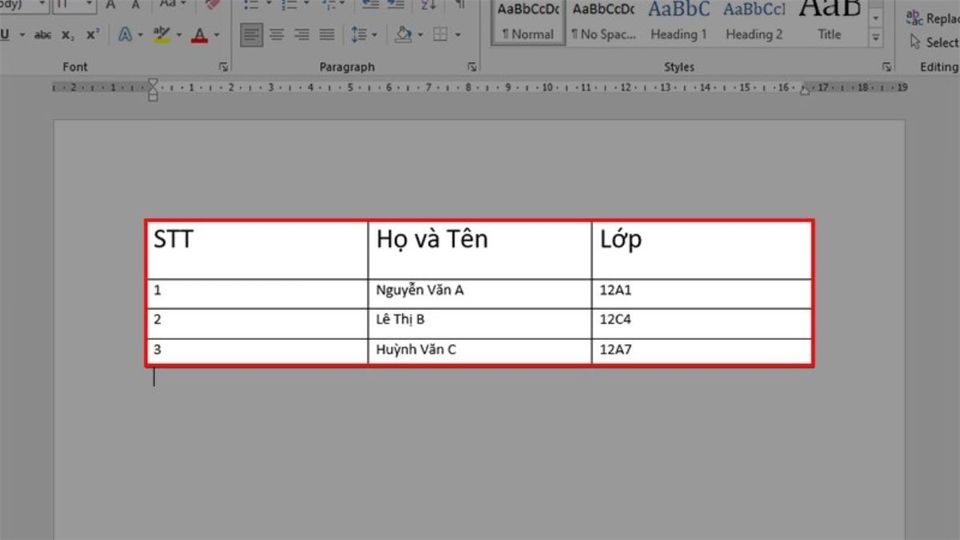 Lệnh căn giữa ô trong bảng theo chiều dọc và chiều ngang trong Word