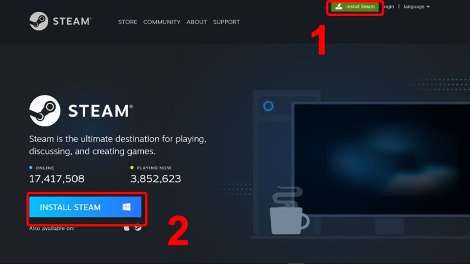 Cách tải game trên máy tính từ Steam bước 1-1