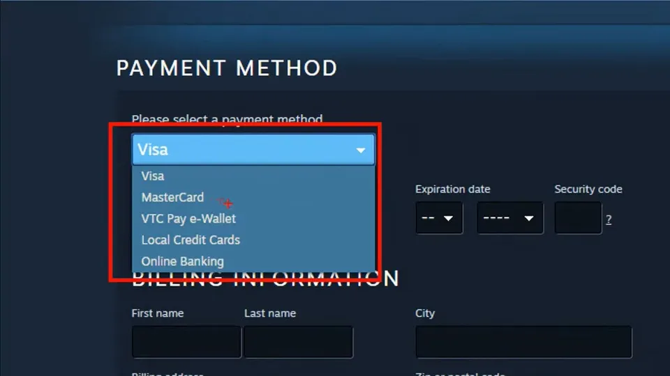 Cách mua sắm game bên trên Steam vày thẻ Visa bước 4