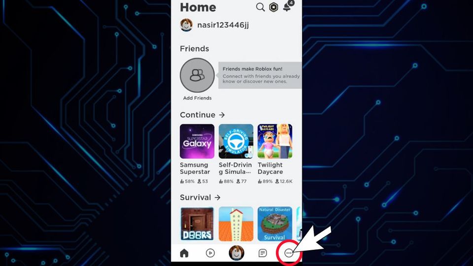 Hướng dẫn cách đổi tên trong roblox trên điện thoại Android bước 1