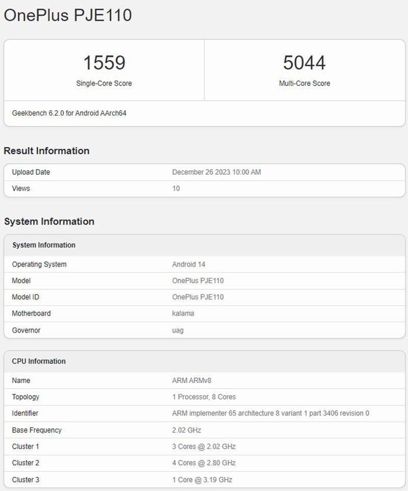 OnePlus Ace 3 xuất hiện trên Geekbench