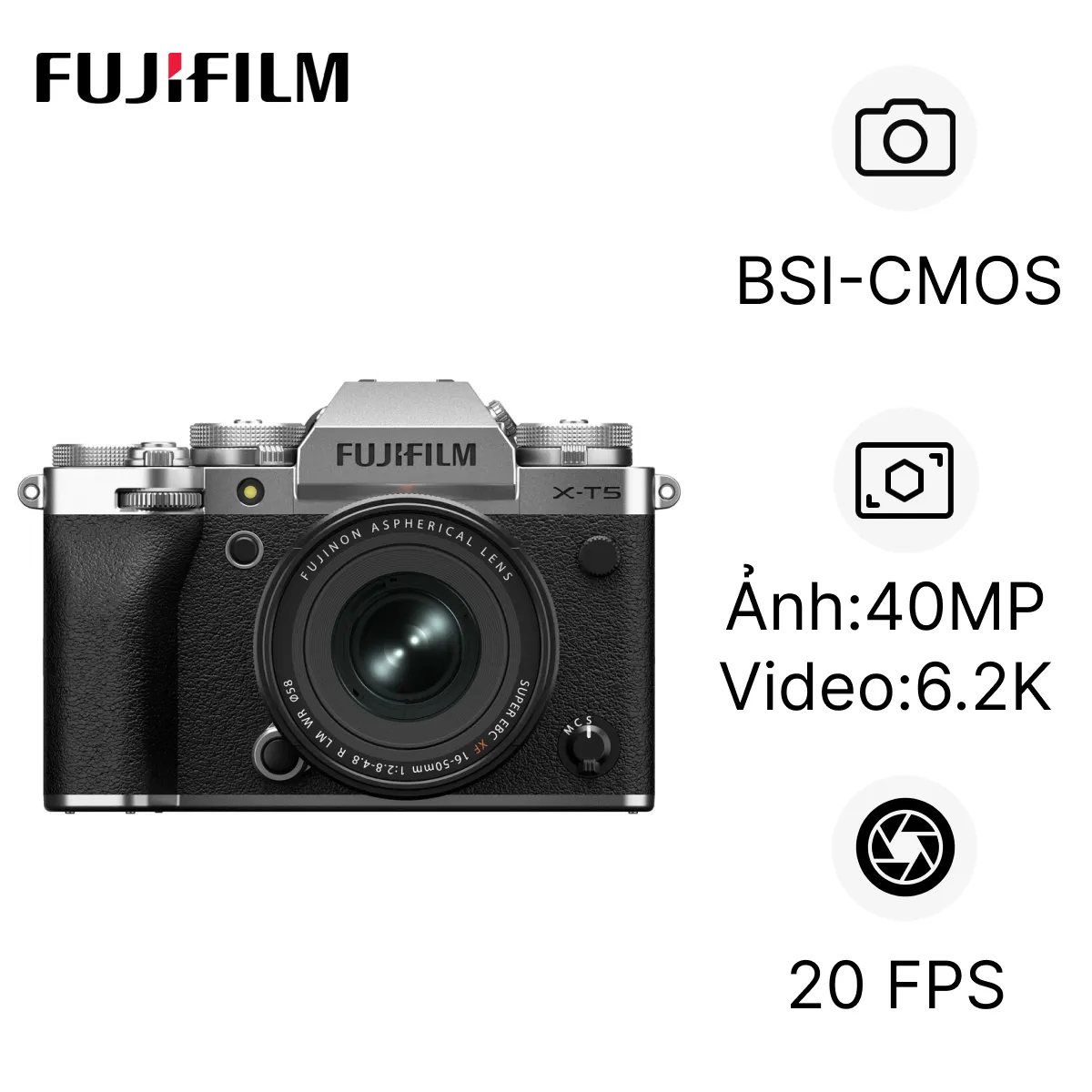 Máy ảnh kỹ thuật số Fujifilm X-T5 (Kèm Ống Kính Fujifilm XF 16-50mm F2.8-4.8 R LM WR) Máy ảnh kỹ thuật số Fujifilm X-T5 (Kèm Ống Kính Fujifilm XF 16-50mm F2.8-4.8 R LM WR)
