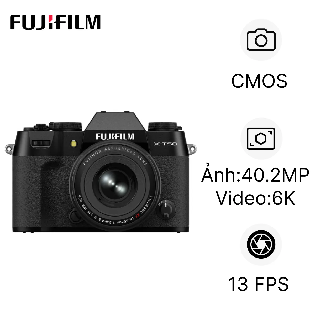 Máy ảnh kỹ thuật số Fujifilm X-T50 (Kèm Ống Kính XF16-50mm F2.8-4.8 R LM WR) Máy ảnh kỹ thuật số Fujifilm X-T50 (Kèm Ống Kính XF16-50mm F2.8-4.8 R LM WR)