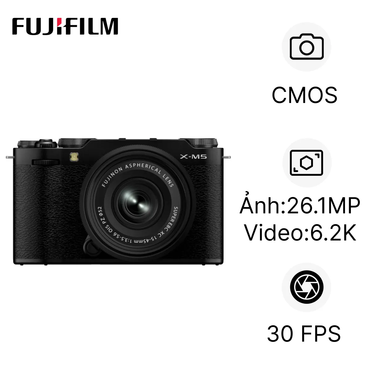 Máy ảnh kỹ thuật số Fujifilm X-M5 (Kèm Ống Kính XC 15-45mm F3.5-5.6 OIS PZ) Máy ảnh kỹ thuật số Fujifilm X-M5 (Kèm Ống Kính XC 15-45mm F3.5-5.6 OIS PZ)