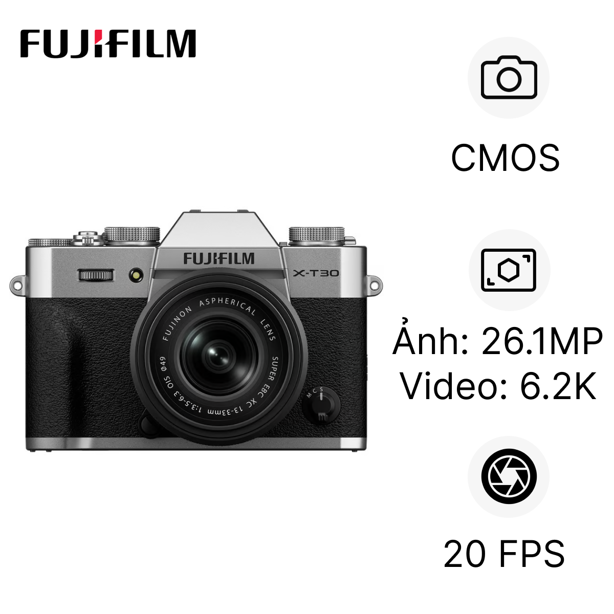 Máy ảnh kỹ thuật số Fujifilm X-T30 Mark 3 (kèm ống kính Fujifilm XC 13-33mm F3.5-6.3)