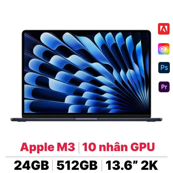 MacBook Air M3 13 inch 2024 8CPU 10GPU 24GB - 512GB Sạc 35W | Chính hãng Apple Việt Nam