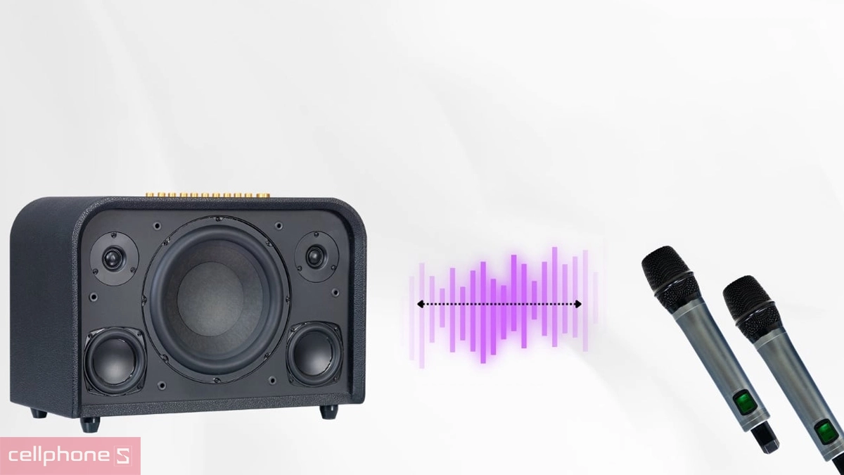 Kết nối hai loa loa Karaoke Acnos Acoustic 3 V26