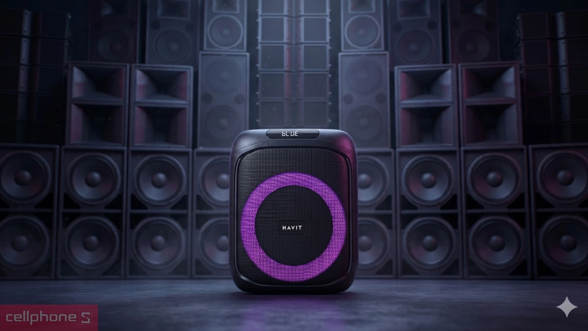 Thiết kế gọn nhẹ của Loa Bluetooth Havit SQ146BT đen kèm 1 mic