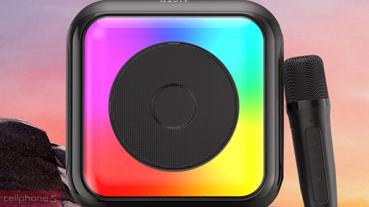 Thiết kế RGB sống động Loa karaoke Mini Havit SK842BT 2 Mic