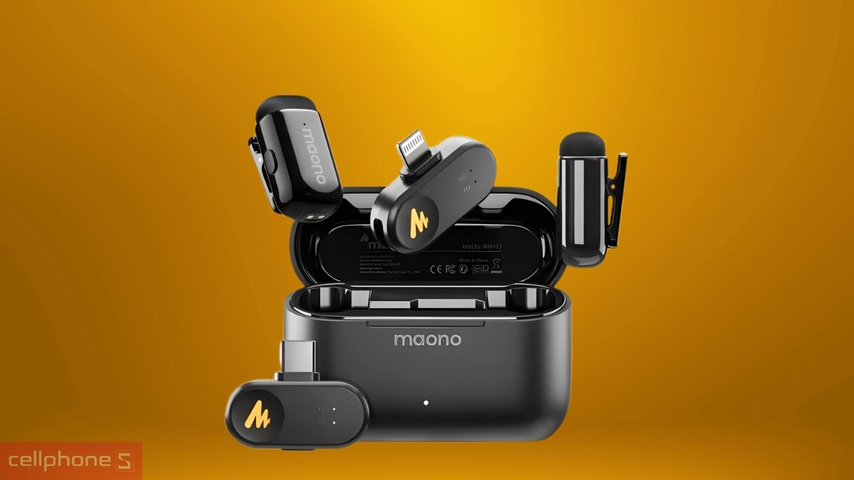 Thiết kế microphone thu âm không dây Maono WM622 PBC2 (Type-C và Lightning)