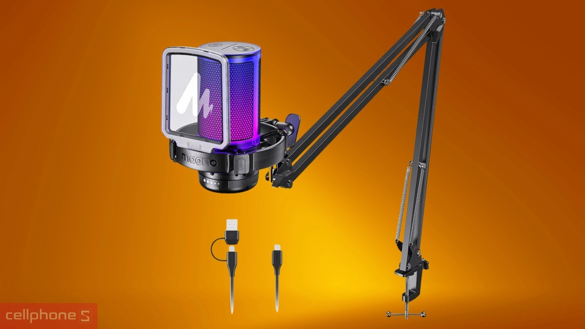 Khả năng kết nối linh hoạt của microphone thu âm Maono RGB DGM20 (gồm giá đỡ)