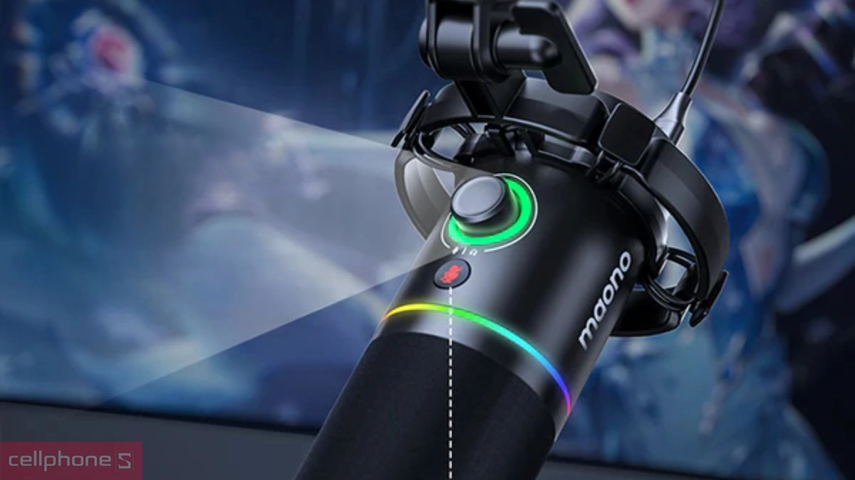Nút chỉnh thông minh Microphone thu âm Maono RGB PD200X (gồm giá đỡ)