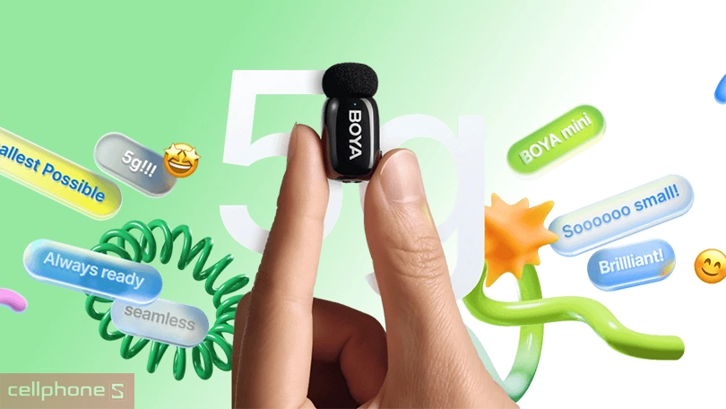 Thiết kế, dung lượng pin của microphone thu âm không dây Boya Mini