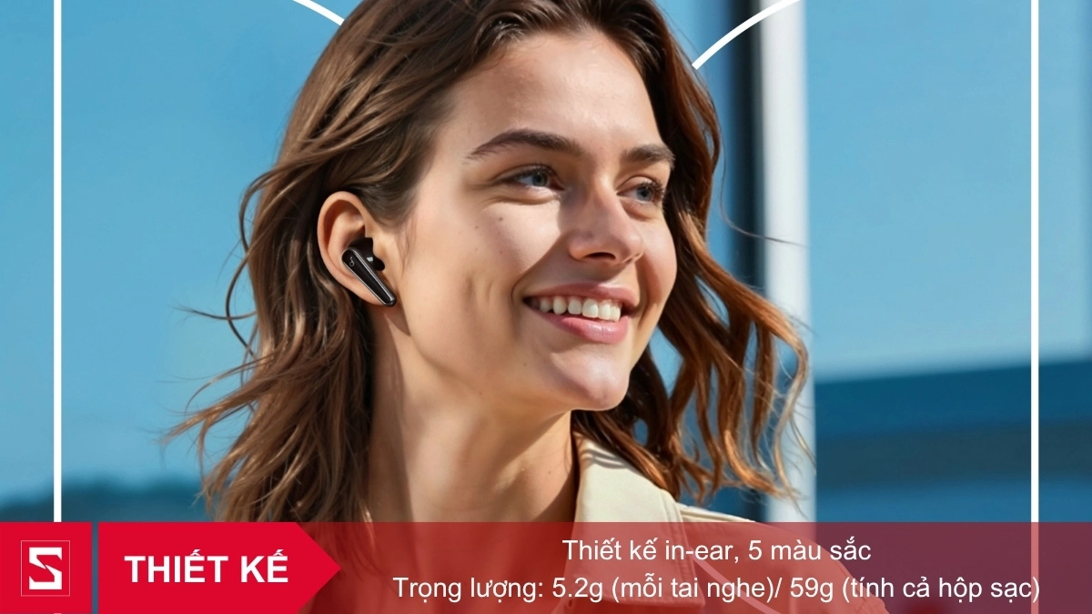 Thiết kế tai nghe không dây Anker Soundcore Liberty 5