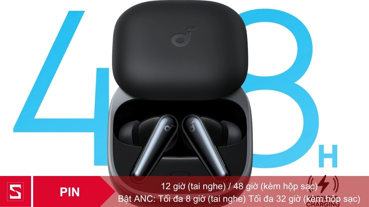 Pin, thời lượng sử dụng cùng công suất sạc của tai nghe không dây Anker Soundcore Liberty 5