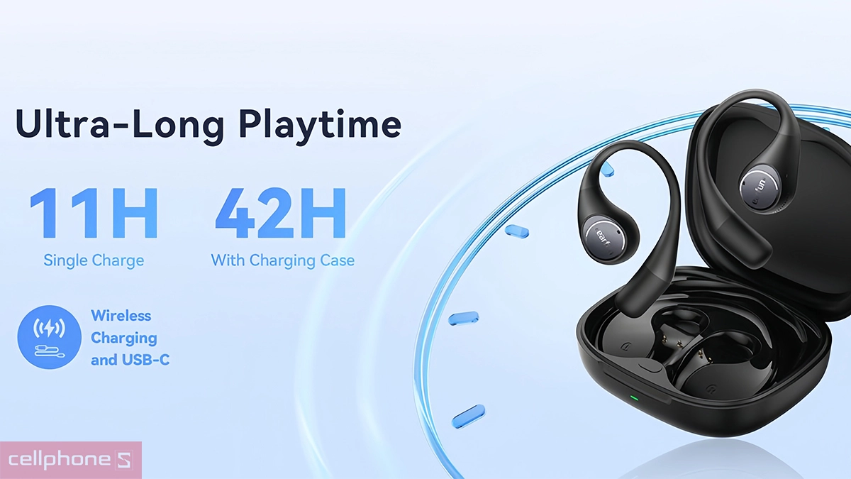 Thời lượng pin Tai nghe Bluetooth EarFun Open Jump