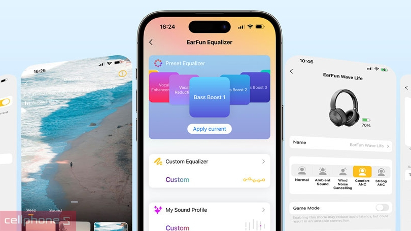 Kết nối tai nghe chụp tai EarFun Wave Life