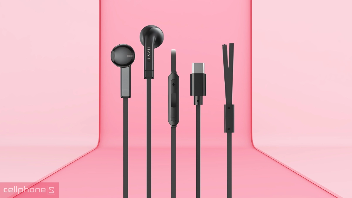 Thiết kế, màu sắc của tai nghe có dây Havit E336C Type C