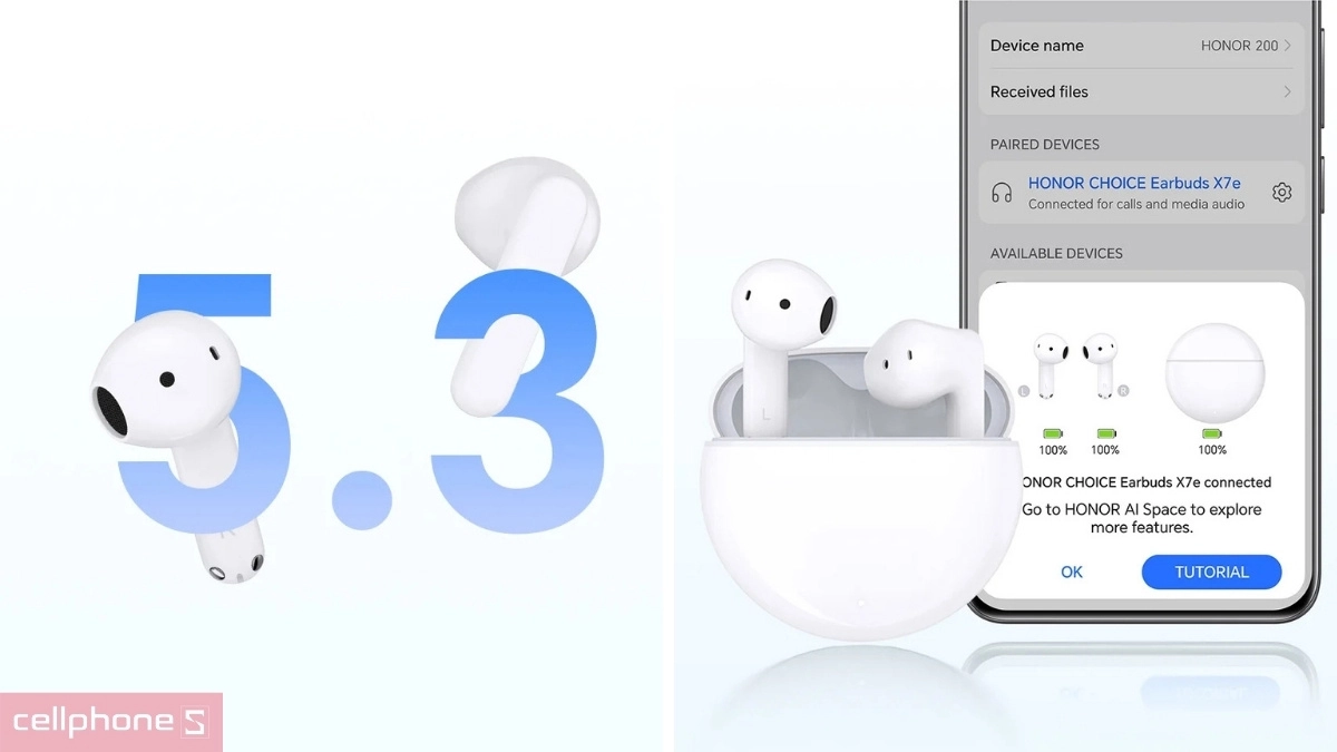 Khả năng kết nối ổn định, nhanh chóng của tai nghe Bluetooth Honor Choice Earbuds X7e