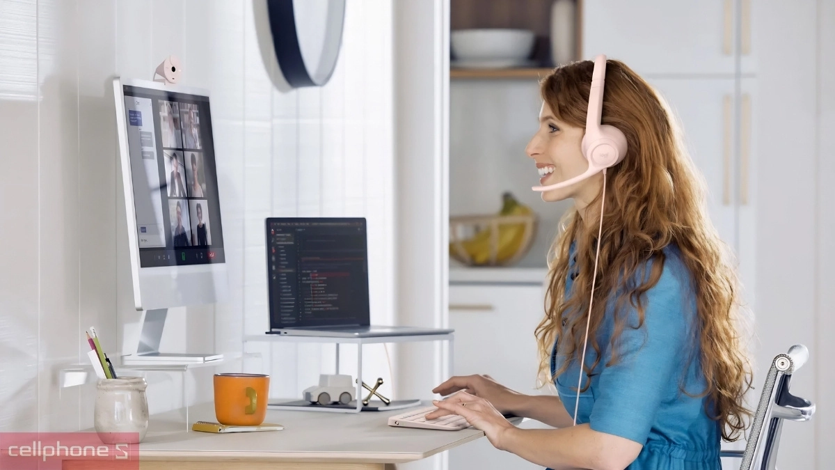 Màng loa 30mm trên tai nghe chụp tai Logitech H390 (Cổng USB-C) cho chất âm rõ ràng