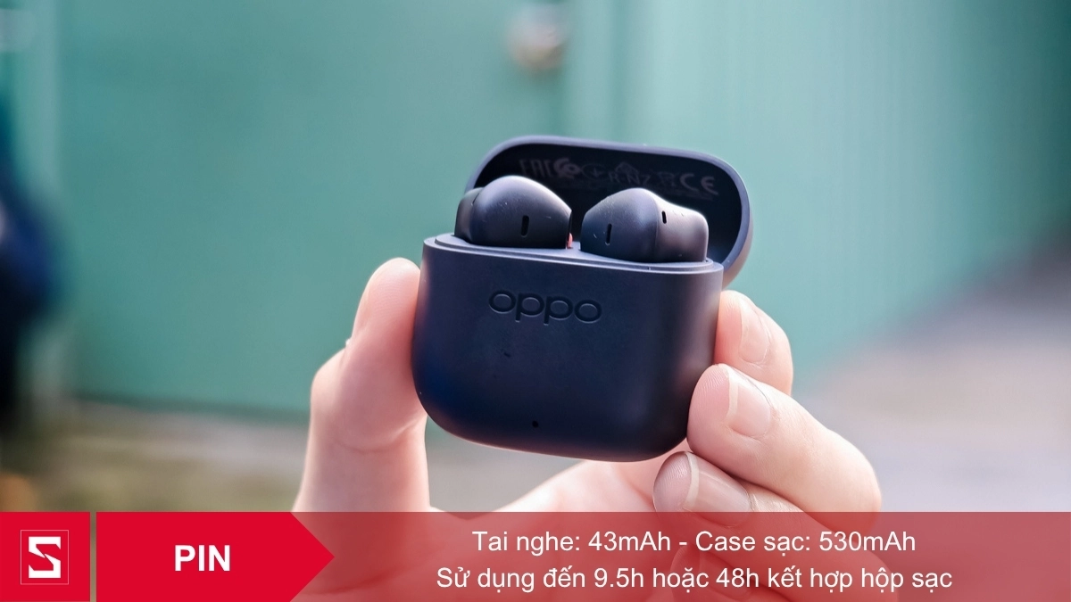 OPPO Enco Buds 3 được trang bị viên pin 43mAh