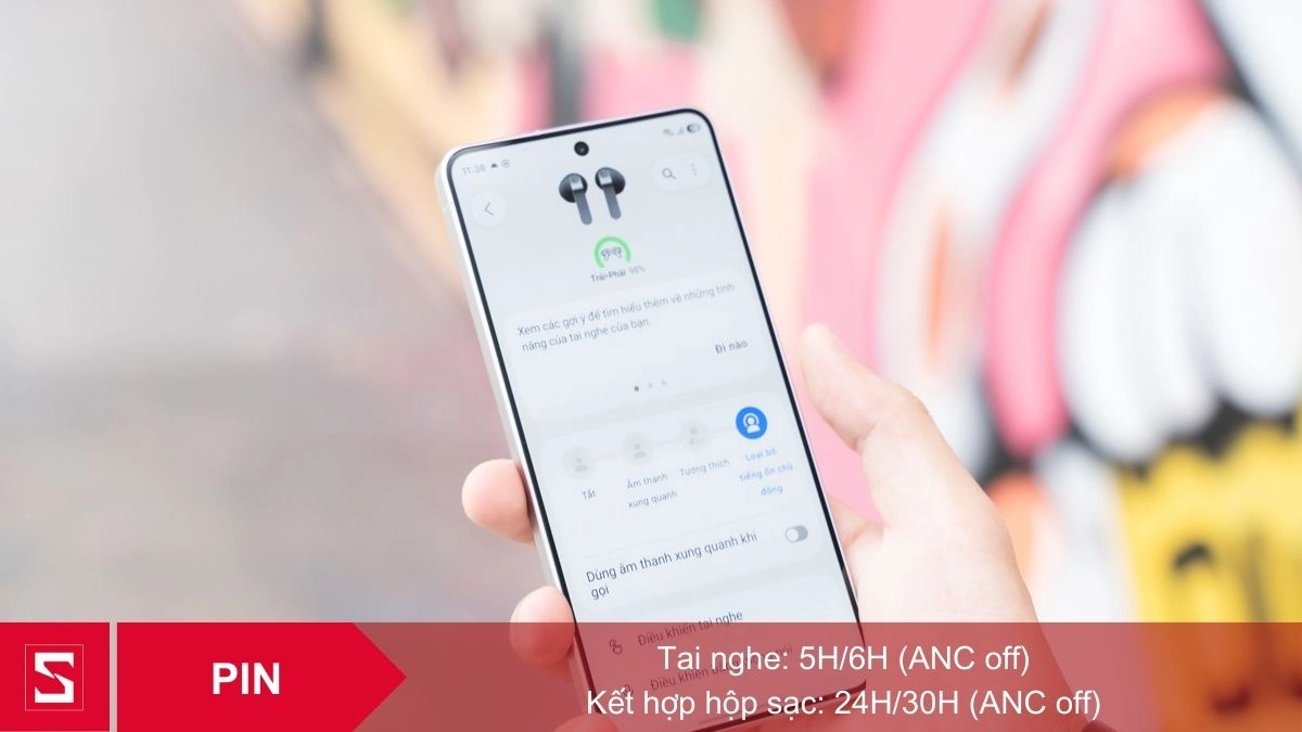 Galaxy Buds4 pin trâu đến 24 giờ khi kèm hộp sạc