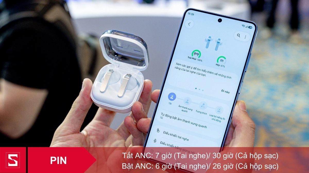 Samsung Galaxy Buds4 Pro pin lên đến 26 tiếng