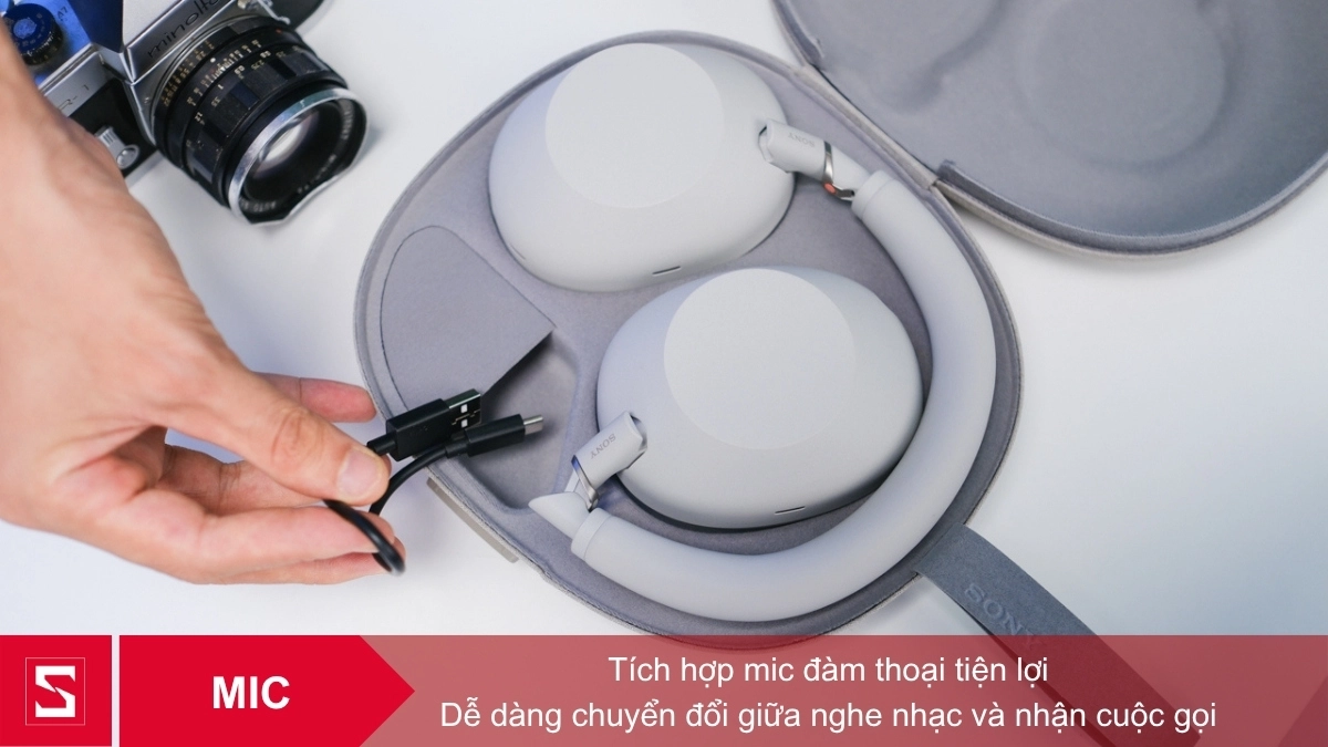 Tai nghe chụp tai Sony WH-1000XM6 nổi bật với tính năng tích hợp mic đàm thoại tiện lợi