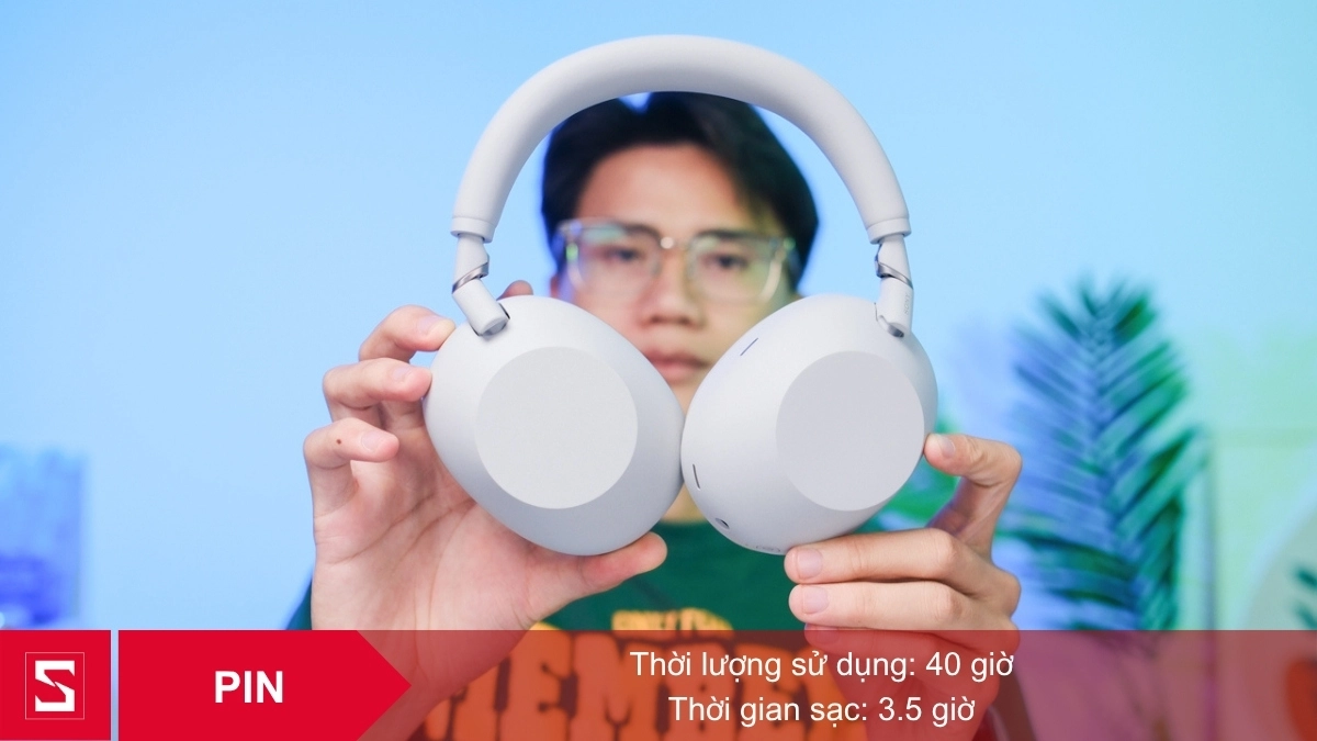 Tai nghe chụp tai Sony WH-1000XM6 mang đến thời lượng pin ấn tượng lên đến 40 giờ
