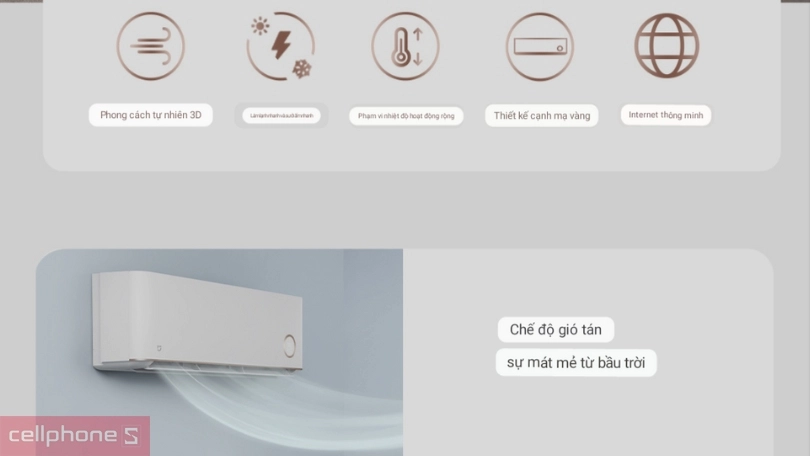 Máy lạnh xiaomi mijia inverter KFR 50GW D1A3 2HP 18000 BTU - Lan tỏa không khí mát mẻ, hoạt động êm ái