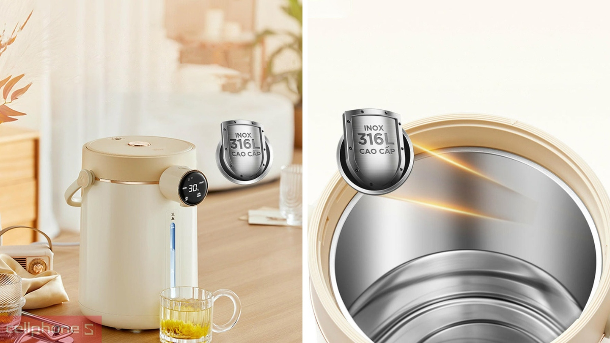Chất liệu inox 316L của Bình thủy điện Bear 3L EWB-5H30C60