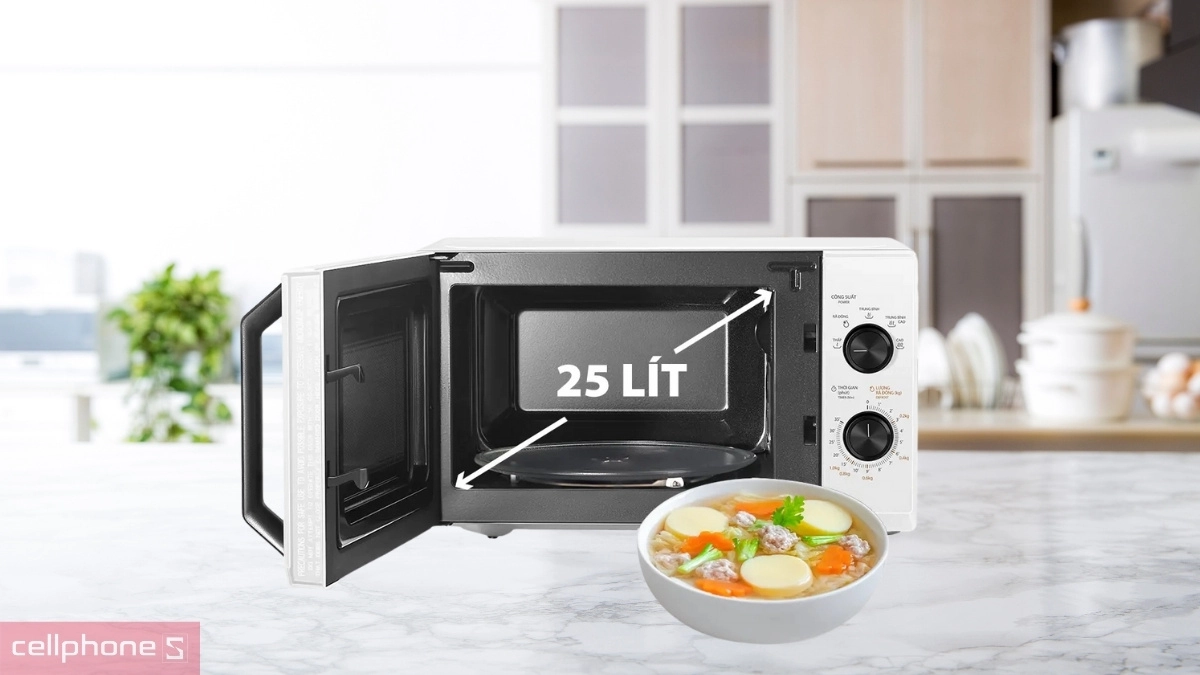 Dung tích chứa của lò vi sóng Toshiba MW3-MM25PE(WH)