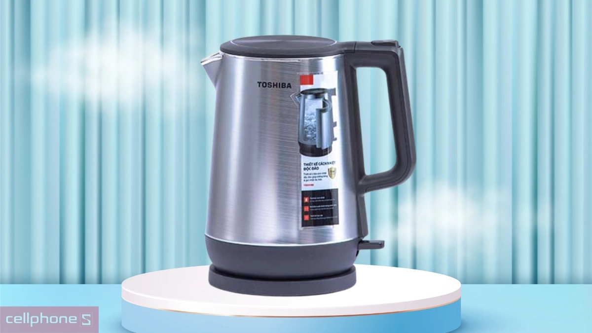 Thiết kế, chất liệu hoàn thiện của ấm siêu tốc Toshiba KT-17DR1NV