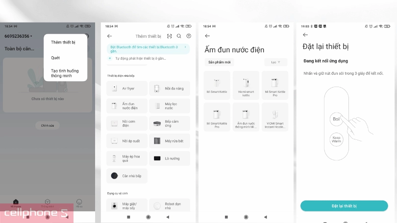 Hướng dẫn kết nối ấm đun nước siêu tốc Xiaomi Mi Smart Kettle EU SKV4035GL với app