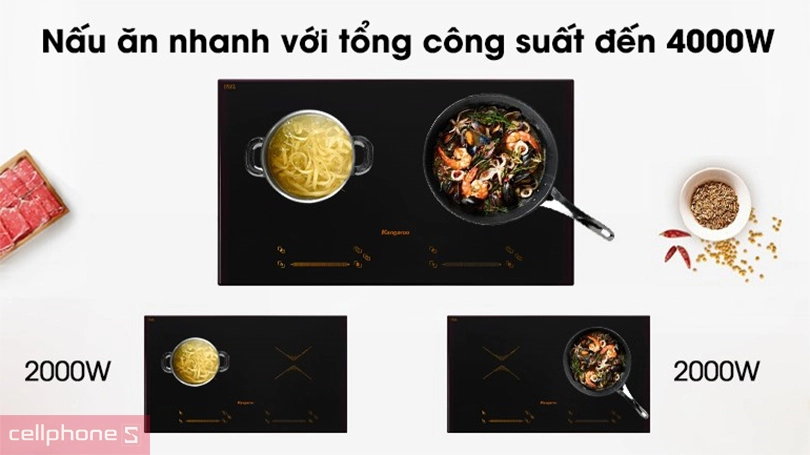 Bếp điện từ đôi Kangaroo KG859I - Đa dạng tính năng với 2 vùng nấu tiện lợi