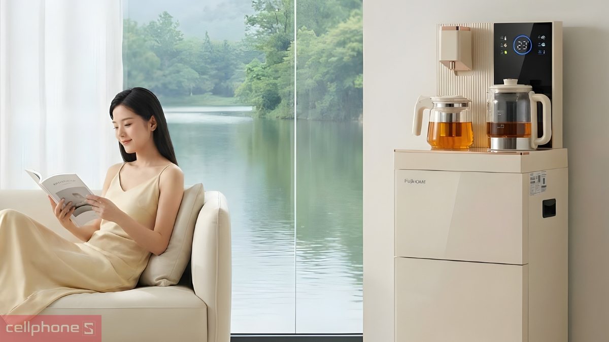 Vật liệu cao cấp của Cây nước bàn trà cao cấp có ngăn khử khuẩn UV Fujihome TB238N-UV