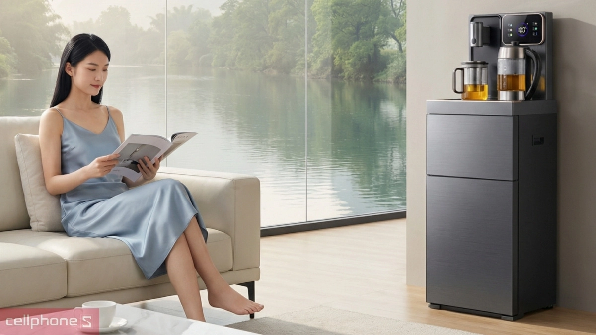 Kiểu dáng sang trọng của Cây nước bàn trà cao cấp có ngăn khử khuẩn UV FujiHome TB241N-UV