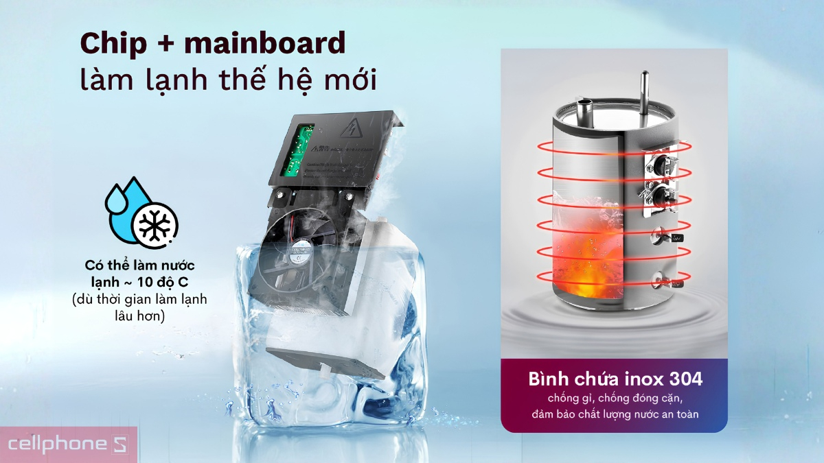 Hệ thống chip làm lạnh của Cây nước nóng lạnh để bàn Mini Fujihome WD5510E