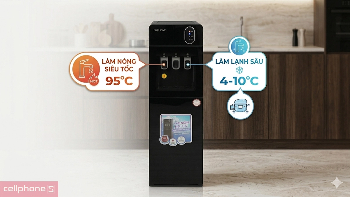 Khả năng làm nóng và lạnh của cây nước nóng lạnh Fujihome WD11EC