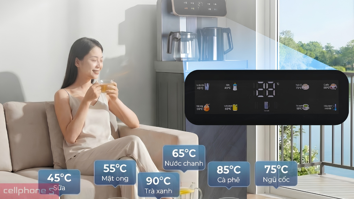 Chế độ pha cây nước nóng lạnh kết hợp bàn pha trà, cafe Fujihome TB243AN