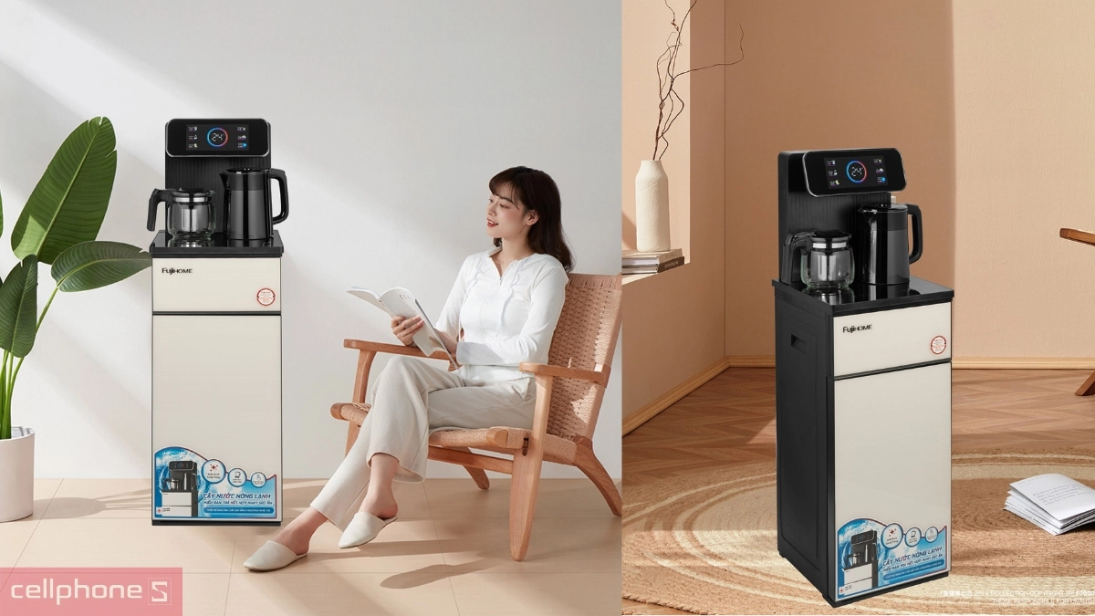 Kích thước cây nước nóng lạnh kết hợp bàn trà, cafe FujiHome TBD22