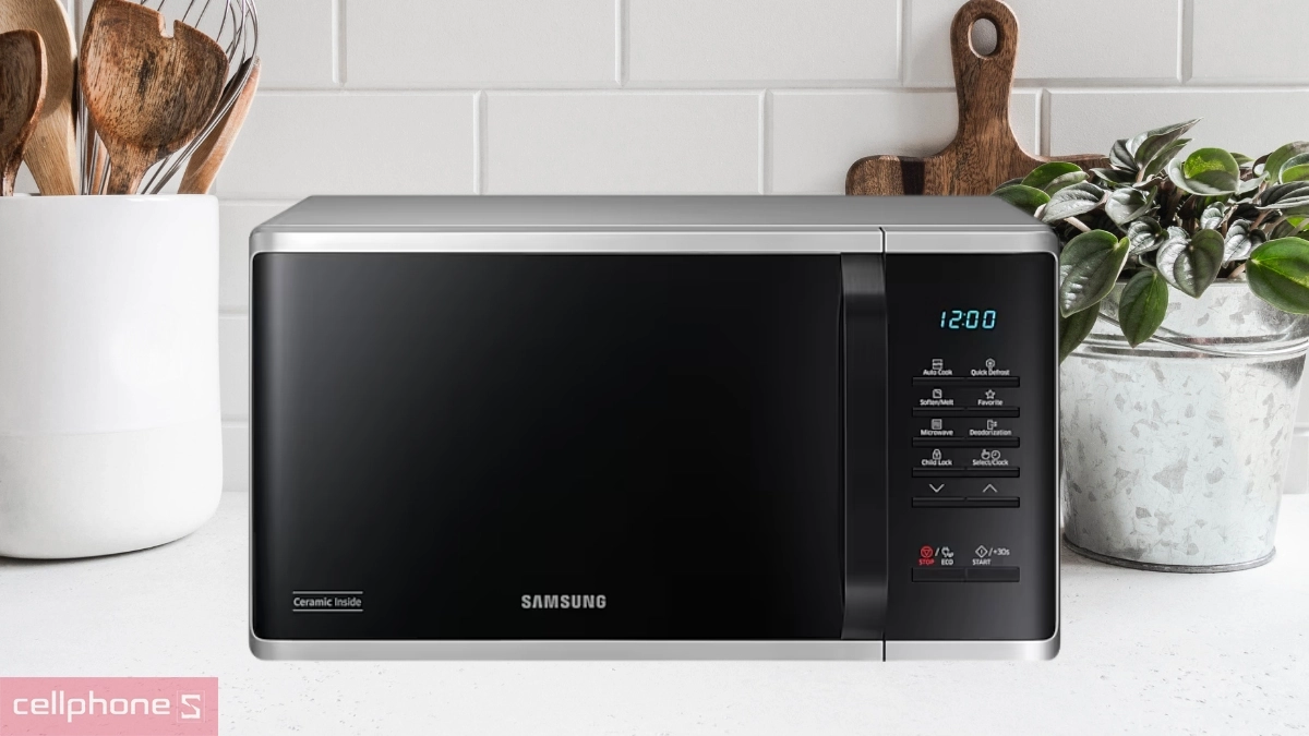 Thiết kế lò vi sóng Samsung MS23K3513AS/SV 23L 800W