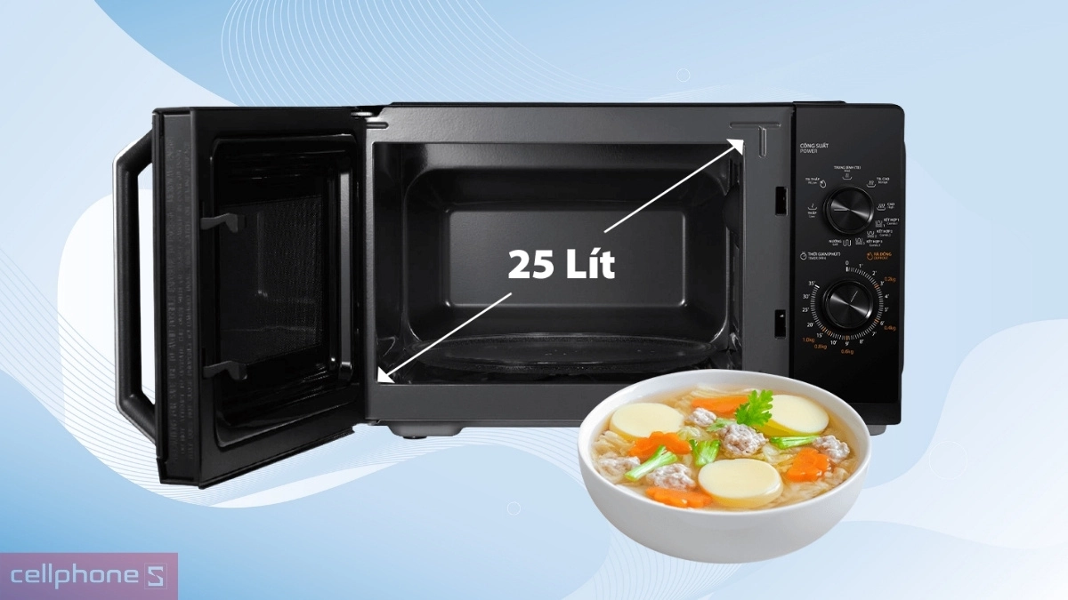 Bàn xoay 288mm của Lò vi sóng có nướng Toshiba 25L MW3-MG25PE(BK)