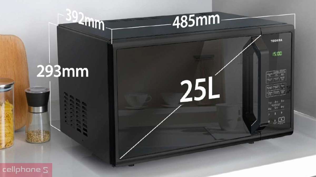 Dung tích 25L rộng rãi của Lò vi sóng Toshiba 25L MM-EM25PE(BM)