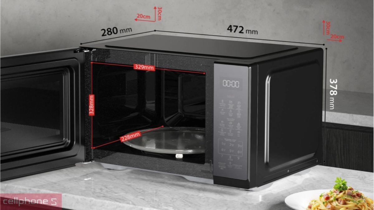 Khoang chứa 26L rộng rãi trên Lò vi sóng Toshiba 26L MW3-EM26PE(BM)VN