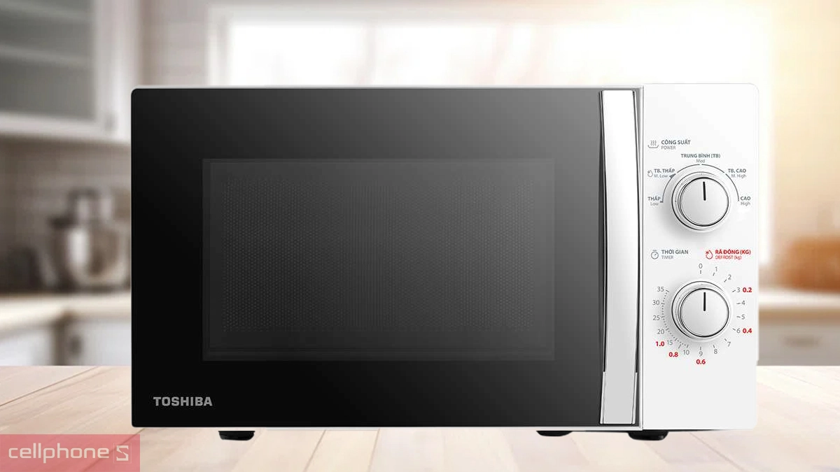 Cửa kính cường lực sang trọng, bền bỉ của lò vi sóng Toshiba MWP-MM20P(WH)