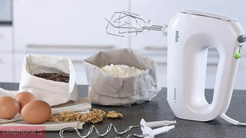 Khả năng điều chỉnh chế độ, phụ kiện đi kèm của máy đánh trứng cầm tay Braun HM1010WH
